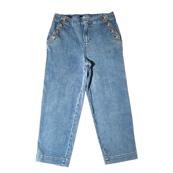 Talbots Sailor Jeans Straight Leg Cropped High Rise Light Wash Womens Size 8 - Picture 1 of 10